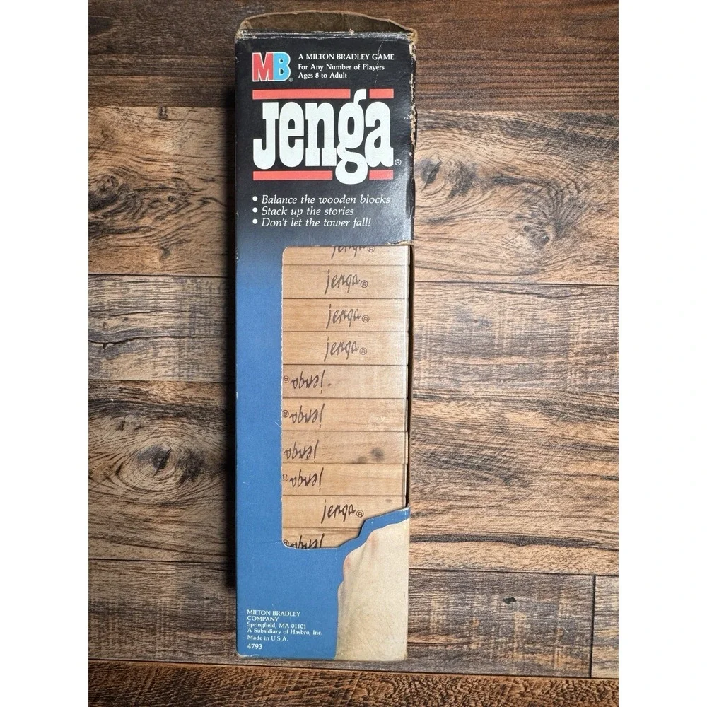 Vintage JENGA Classic Game 1986 Complete in Box 4793 Milton Bradley Wooden Block